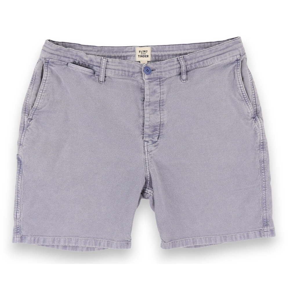 Flint And Tinder Shorts Mens 35 Blue Stretch Canvas Chino Utility Linen Blend